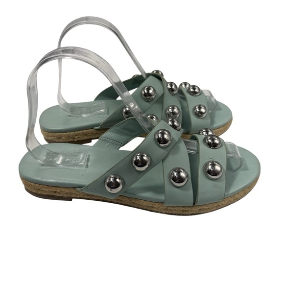 Marc Fisher Prisca Ball  leather Stud Slide espadrille Sandals size 8.5 - Picture 2 of 6